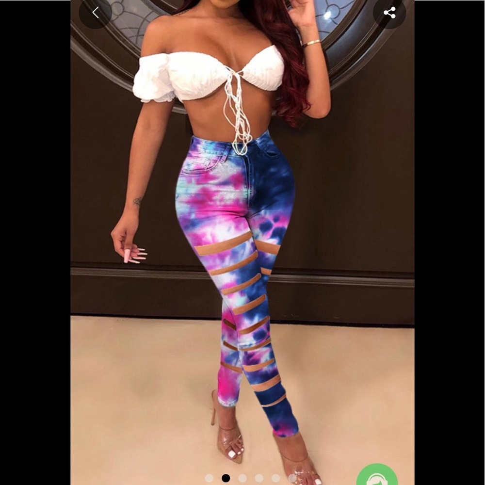 NWT color splashed ripped jeans